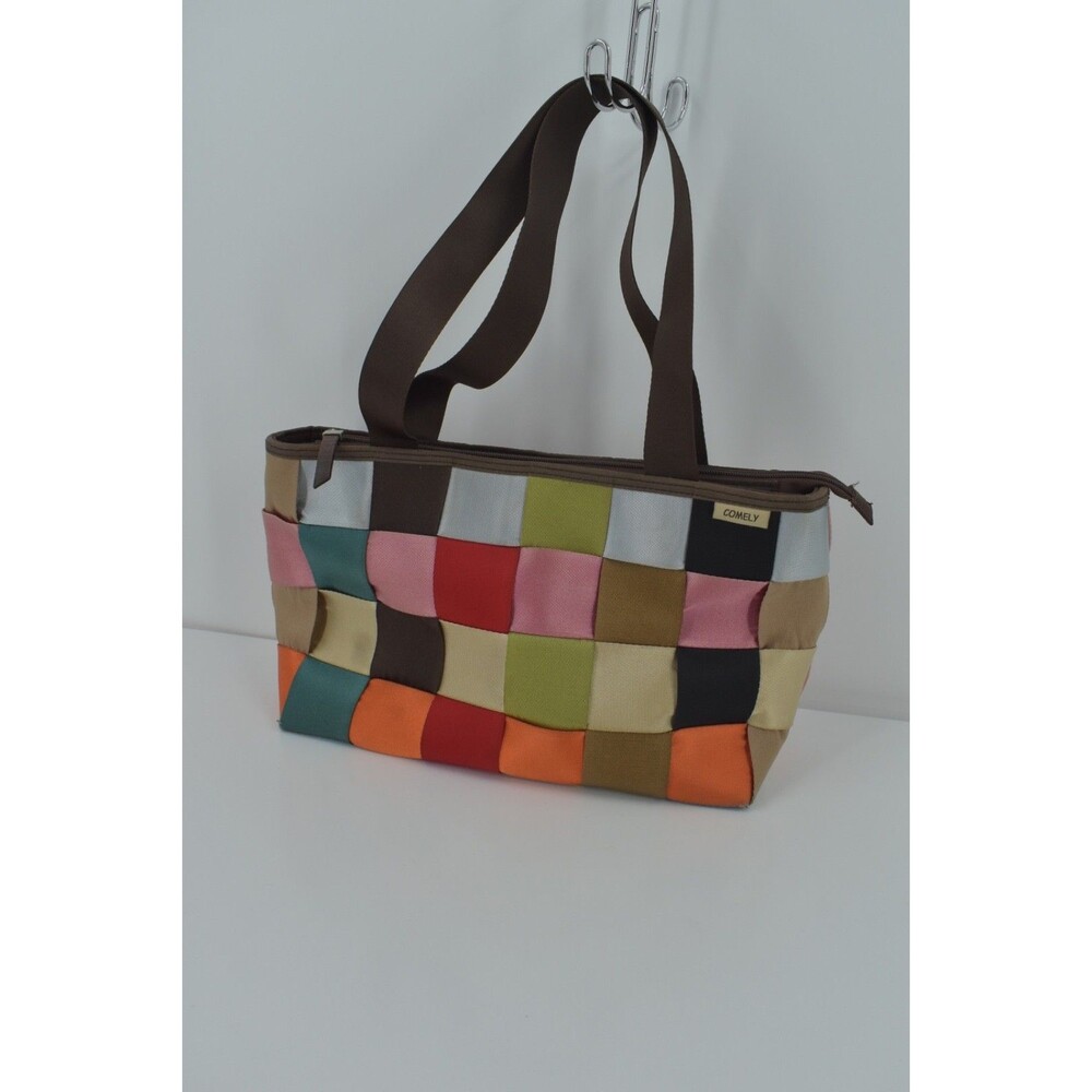 Comely Woven Seatbelt Patchwork Tote Bag Multicolor Checkerboard